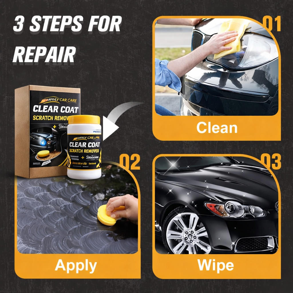 CLEAR COAT SCRATCH REMOVER + SHINER- PROFESSIONAL GRADE FORMULA