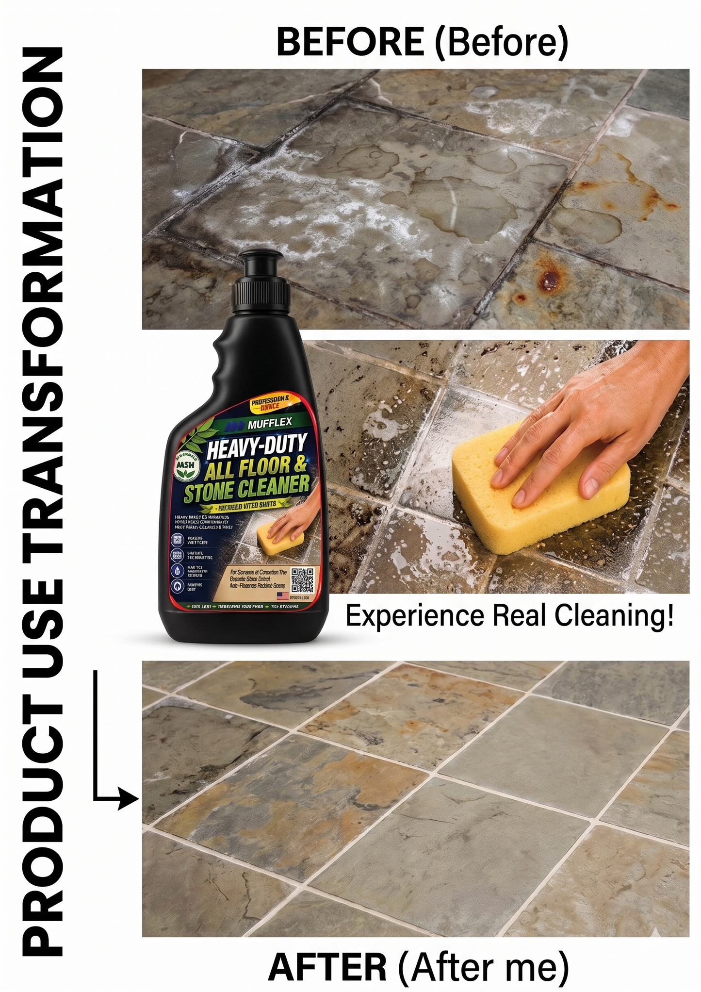 Heavy Duty Floor & Stone Cleaner with Neem | Removes Hard Water Stains, Grout Haze, Rust & Efflorescence | Deep Cleaning Multi-Surface Tile Cleaner | Professional Grade