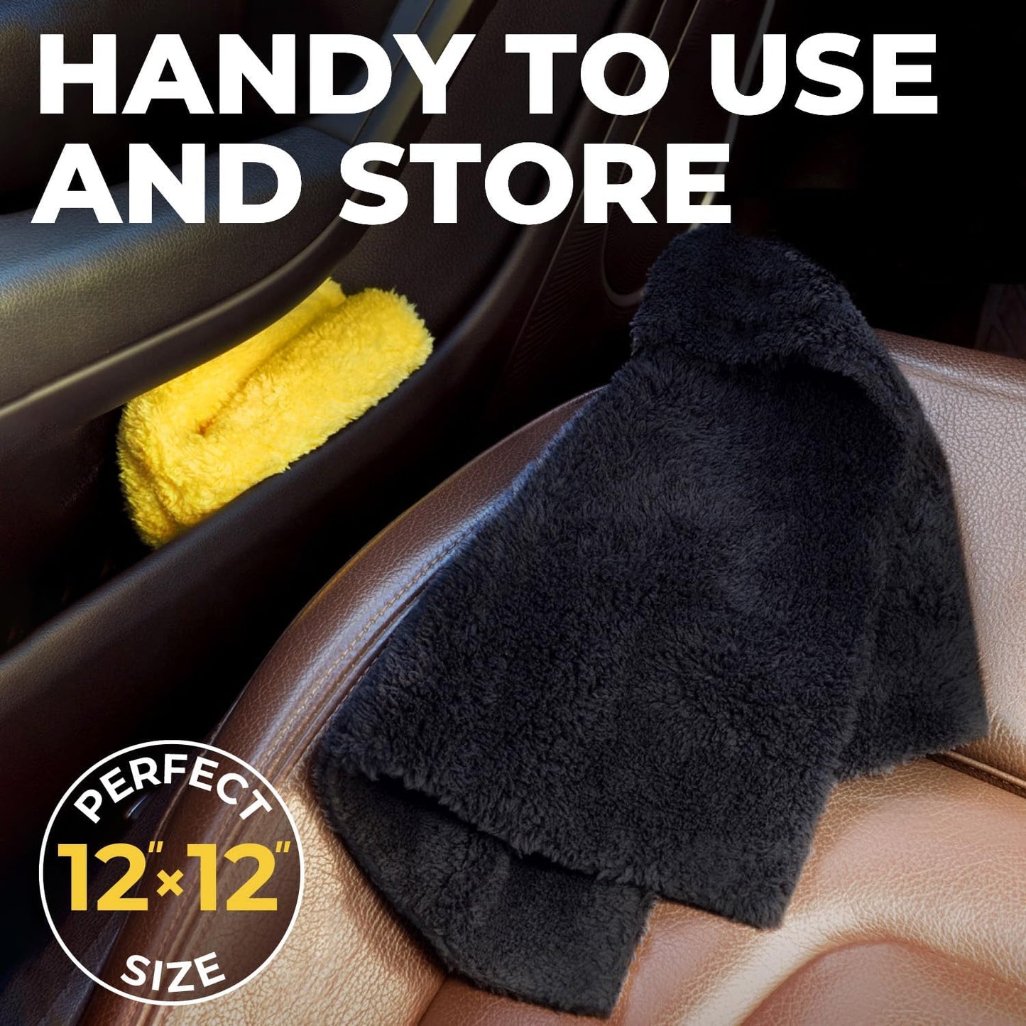 Edgeless Microfiber Towels for Cars – 2PCS (40X40) - 540 GSM - Super Soft Detailing & Buffing – Scratch-Free & Absorbent Microfiber Cleaning Cloths for Car Polishing