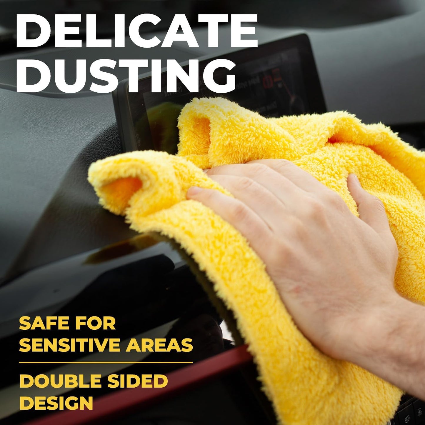 Edgeless Microfiber Towels for Cars – 2PCS (40X40) - 540 GSM - Super Soft Detailing & Buffing – Scratch-Free & Absorbent Microfiber Cleaning Cloths for Car Polishing