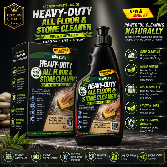Heavy Duty Floor & Stone Cleaner with Neem | Removes Hard Water Stains, Grout Haze, Rust & Efflorescence | Deep Cleaning Multi-Surface Tile Cleaner | Professional Grade