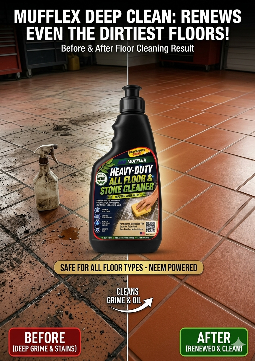 Heavy Duty Floor & Stone Cleaner with Neem | Removes Hard Water Stains, Grout Haze, Rust & Efflorescence | Deep Cleaning Multi-Surface Tile Cleaner | Professional Grade