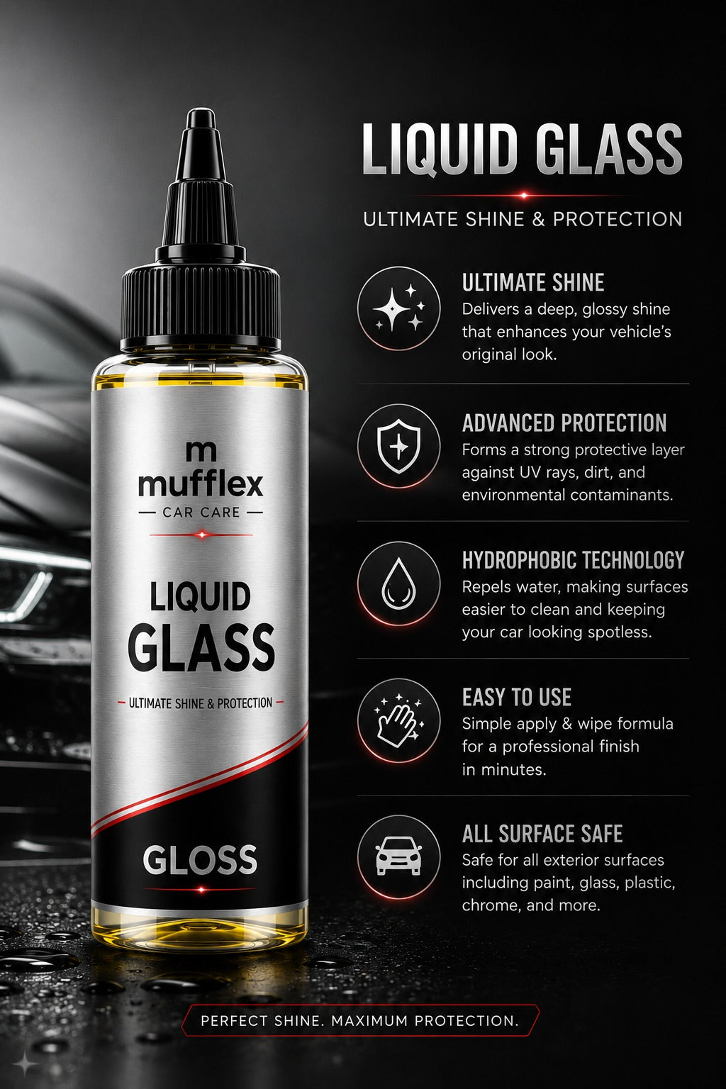 LIQUID GLASS-  Hand Applied, Self-Leveling Clear Coat