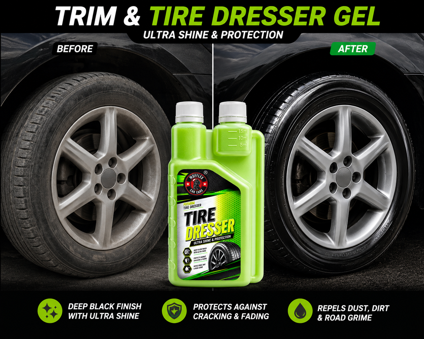 MUFFLEX Tire Dresser- Ultra Shine & Long Lasting Tire Protection
