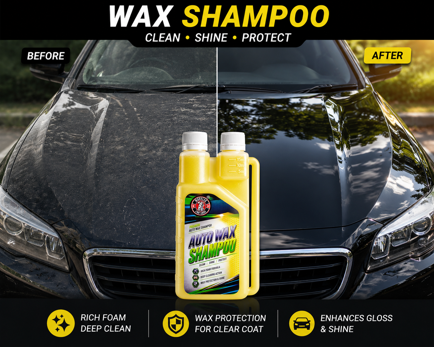 MUFFLEX Auto Wax Shampoo Clean • Shine • Protect